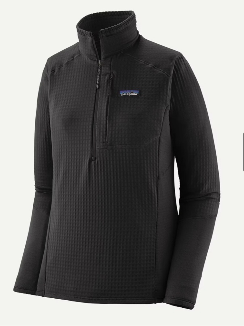 Womens Patagonia R1 Fleece Pullover 1/2 Zip Waffle Polartec Jacket Black Medium